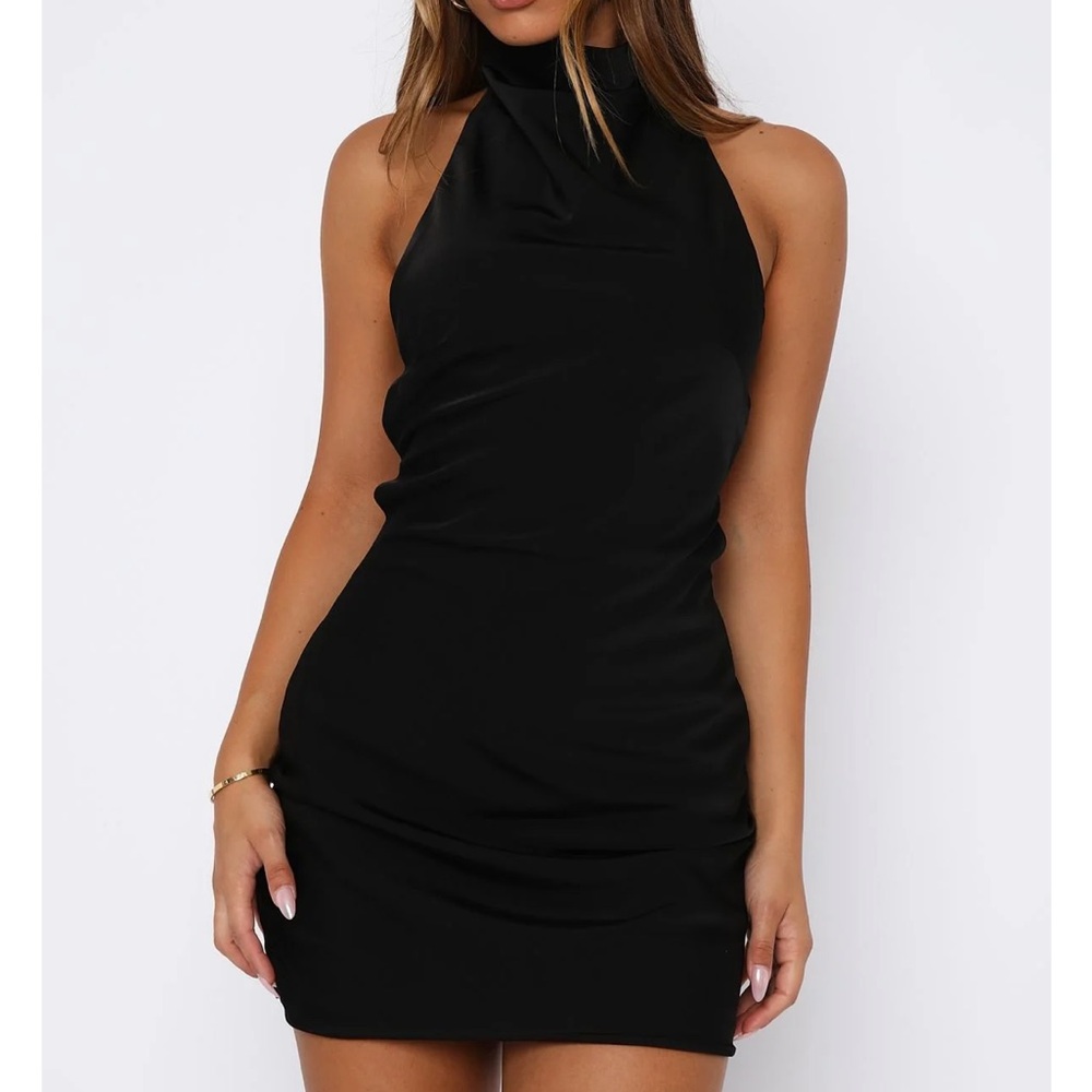 White Fox Boutique Black Halter Mini Dress